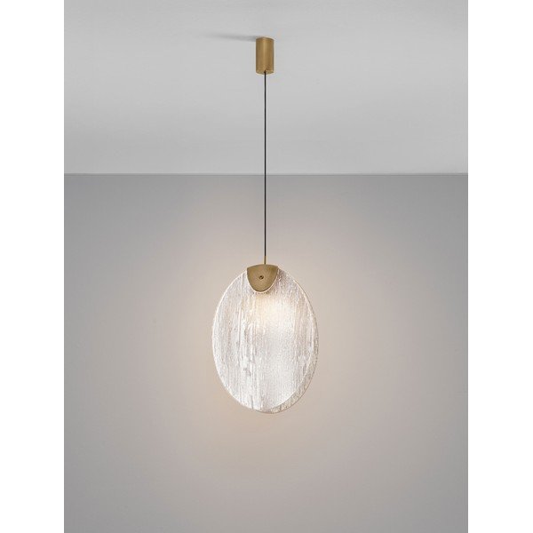 Lampadario LED color ottone in acciaio con paralume in vetro Shelina – Nova Luce-image-3