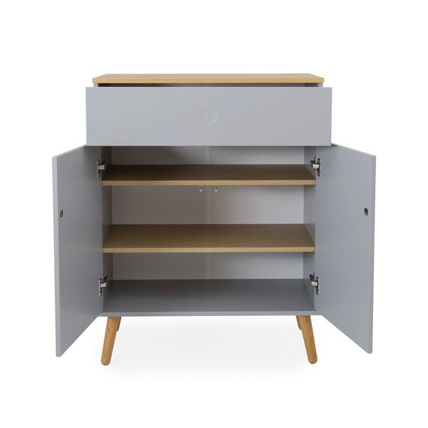 Cassettiera grigia con gambe in rovere, larghezza 79 cm Dot - Tenzo-image-2