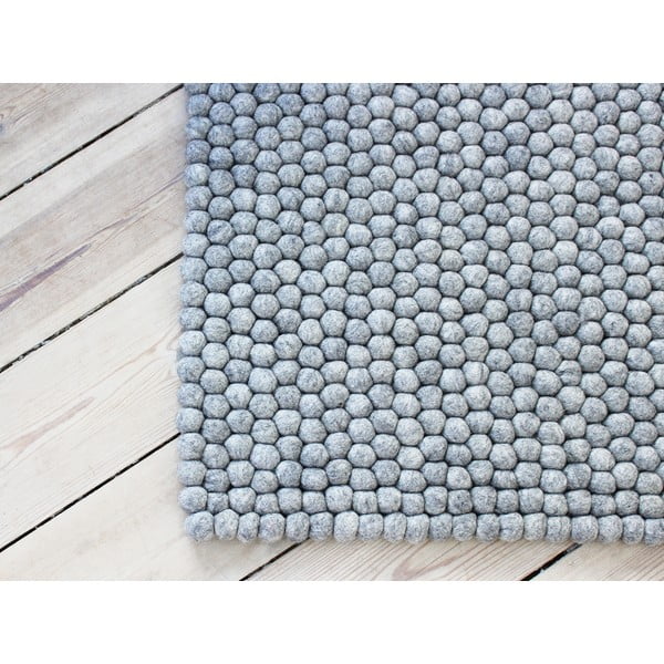 Tappeto in lana grigio acciaio, ⌀ 100 x 150 cm Ball Rugs - Wooldot-image-1