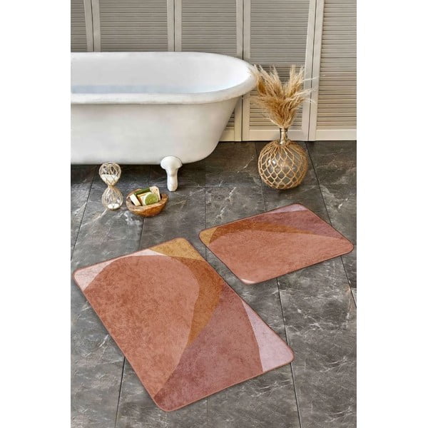 Set di tappetini per il bagno marroni in velluto 2 pz 60x100 cm – Mila Home-image-4