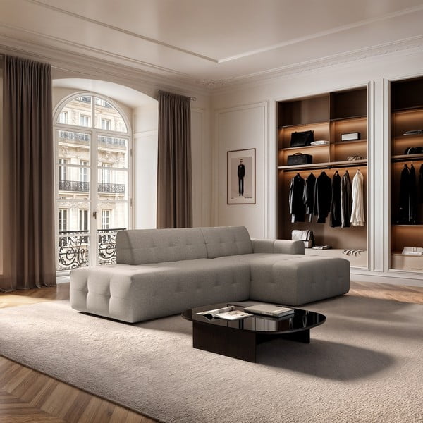 Divano angolare marrone chiaro (con penisola a destra e chaise lounge) Tuil – Rodier-image-1