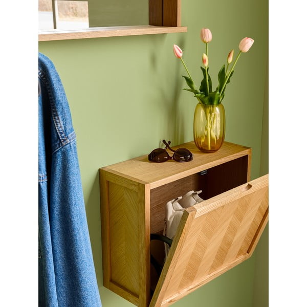 Scarpiera a parete in rovere a spina di pesce - Hübsch-image-3