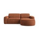 Divano angolare color terracotta (con penisola a destra/con chaise lounge) con rivestimento in ciniglia Omao – Makamii
