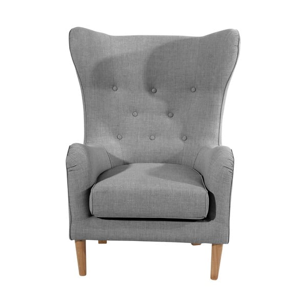 Poltrona in lino con orecchie grigie Miriam - Max Winzer-image-2