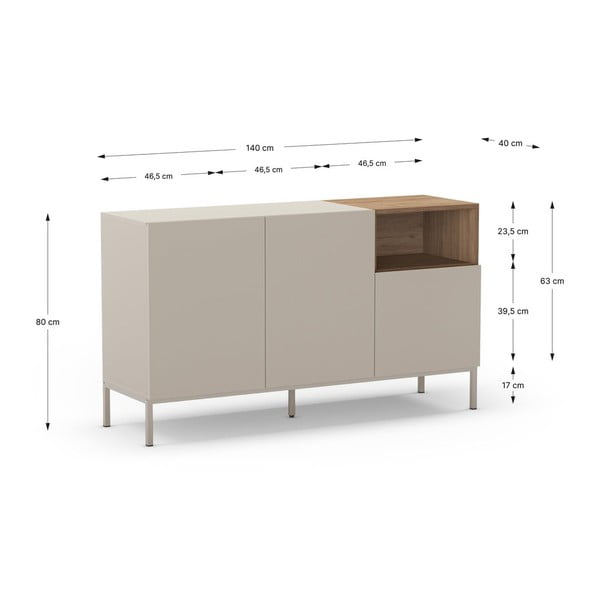 Cassettiera color legno naturale 140x80 cm Cailin - Marckeric-image-3