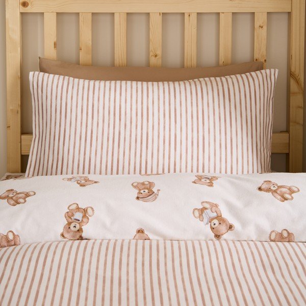 Set copripiumino e federa da bambini color crema in flanella per letto singolo 120x150 cm Brushed Teddy Bear – Catherine Lansfield-image-2