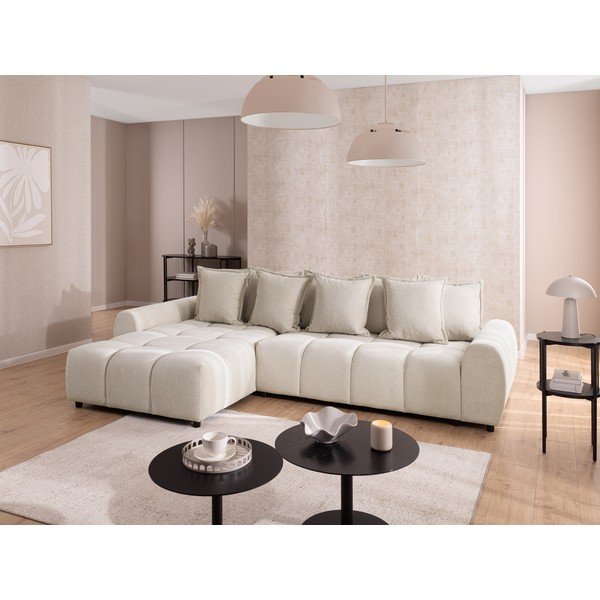 Divano angolare beige (con penisola a sinistra/con chaise lounge) Albane  – Ropez-image-1