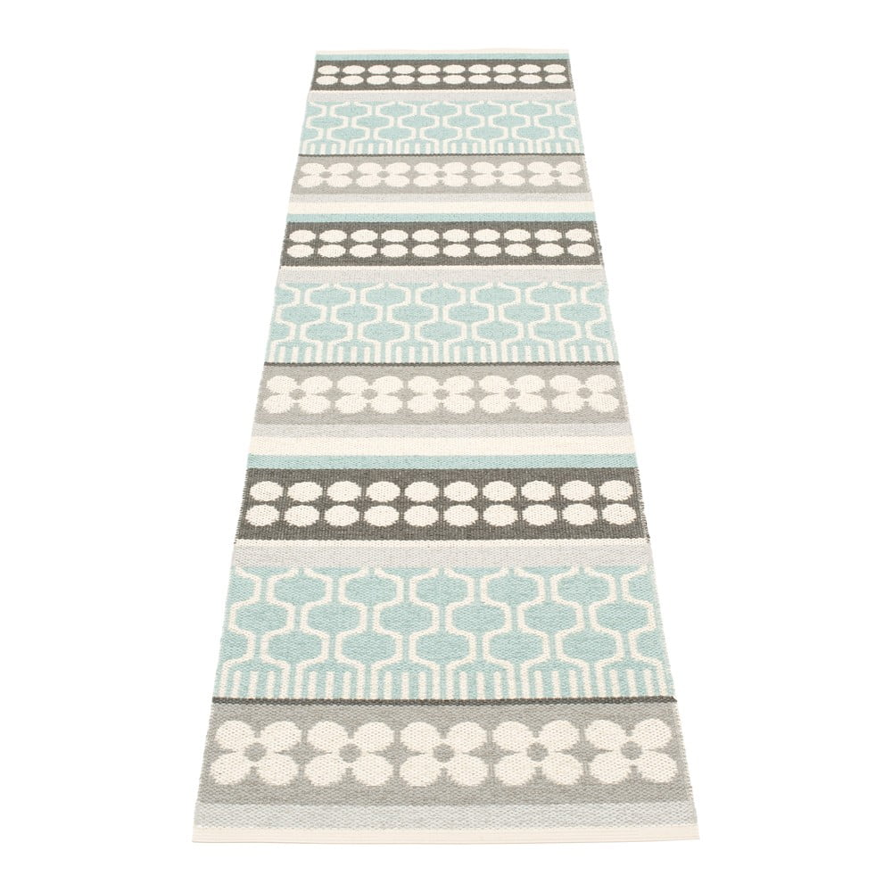 Passatoia da interno/esterno grigia/turchese 70x270 cm Asta Pale Turquoise – Pappelina | Tappeti per esterni