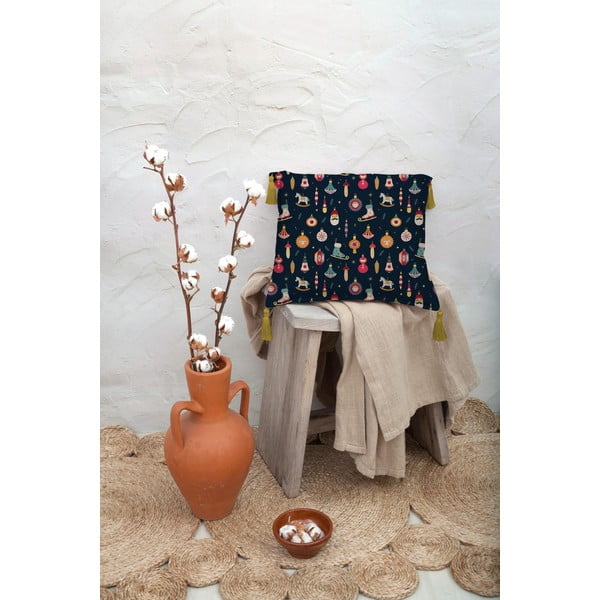 Cuscino blu scuro con lino , 45 x 45 cm Christmas Ornaments - Really Nice Things-image-3