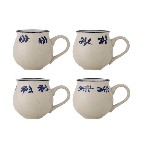 Tazzine in set blu/color crema in gres 4 pz Eimy – Bloomingville