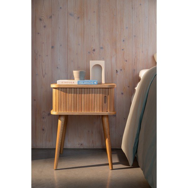 Comodino di colore naturale con effetto rovere Barbier – Zuiver-image-3