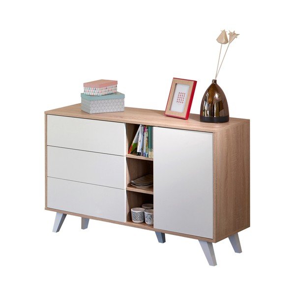 Cassettiera bianca con corpo marrone chiaro Prism - TemaHome-image-2
