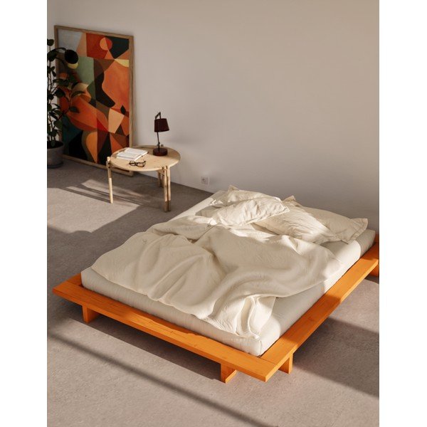 Letto matrimoniale arancione in pino massiccio senza testiera con rete inclusa 180x200 cm Japan – Karup Design-image-4