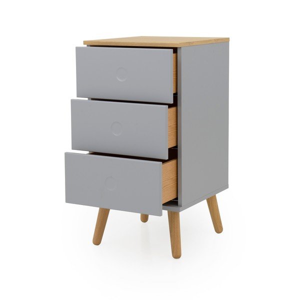 Cassettiera grigia con gambe in rovere con 3 cassetti, larghezza 40 cm Dot - Tenzo-image-4
