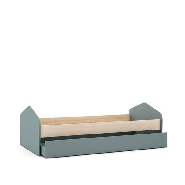 Letto da bambini estraibile di colore naturale/verde polveroso con effetto pino con contenitore con rete inclusa 90x200 cm Estefania – Marckeric-image-4