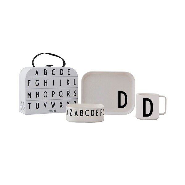 Set da pranzo per bambini a 3 pezzi con valigetta Classics D A-Z - Design Letters