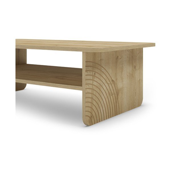 Tavolino da salotto di colore naturale con piano effetto rovere 60x110 cm Daira – Marckeric-image-4