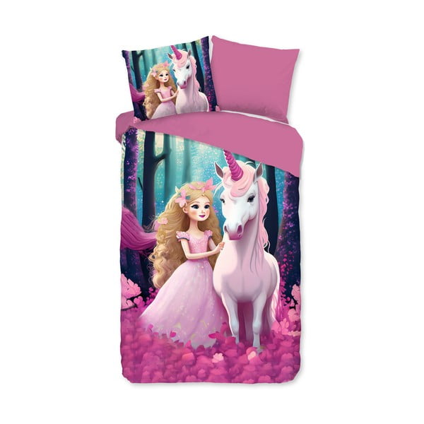 Set copripiumino e federa da bambini rosa in microfibra per letto singolo ed esteso 140x220 cm Julia – Good Morning