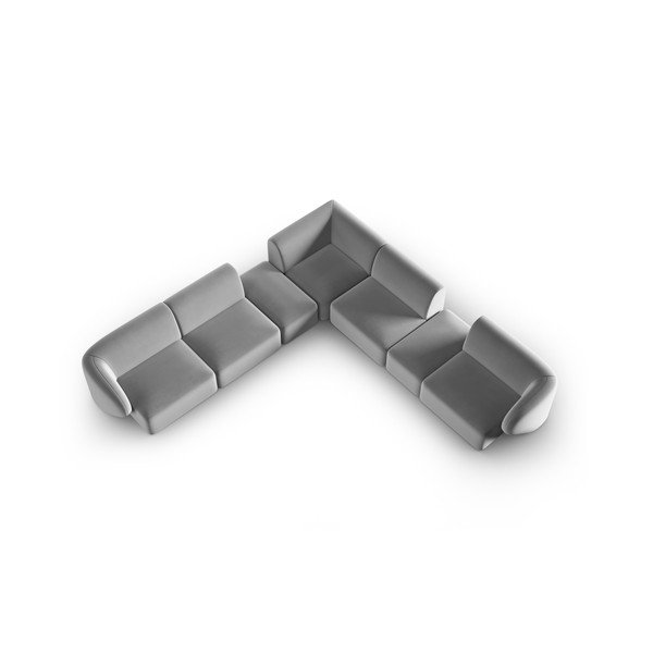 Divano angolare grigio con rivestimento in velluto Paolo – Milo Casa-image-1