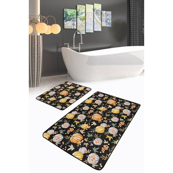 Tappetini da bagno nero-arancio in set di 2 pezzi 60x100 cm - Mila Home-image-2