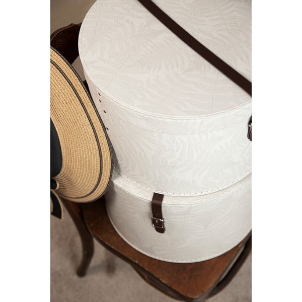 Scatole in set con coperchio color crema in cartone 2 pz ø 37,5x25,5 cm Rut Paper Laminate – Bigso-image-3