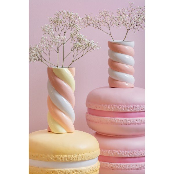 Vaso bianco/rosa in ceramica (altezza totale 23 cm) Marshmallow – PT LIVING-image-1