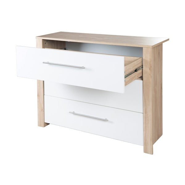 Cassettiera bassa per bambini in rovere con fasciatoio in colore bianco e naturale 112x98 cm - Roba-image-4