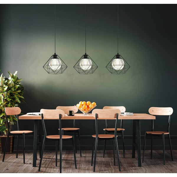 Lampadario nero con paralume in vetro VERNHAM – EGLO-image-1