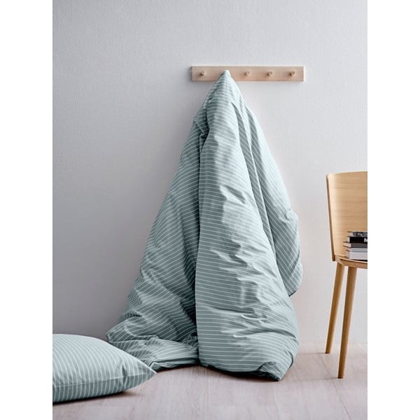 Lenzuolo singolo in cotone ranforce azzurro a righe, 140 x 200 cm Common - Södahl-image-1