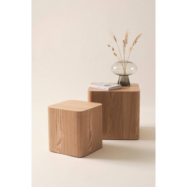 Set di tavolini con effetto frassino 2 pz 40x40 cm Cubo – Jotex-image-1