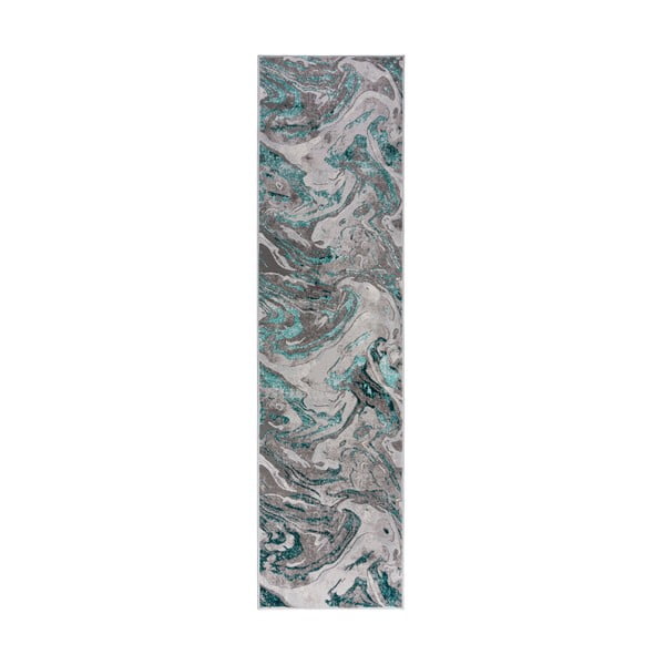 Tappeto grigio/turchese 80x300 cm Marbled - Flair Rugs