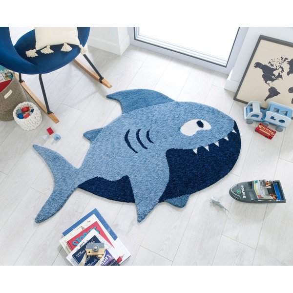 Tappeto blu per bambini 90x150 cm Shark - Flair Rugs-image-4
