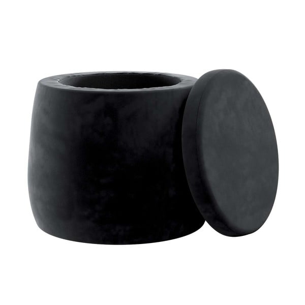 Pouf per bambini in velluto nero Posh Velvet - Yellow Tipi-image-1