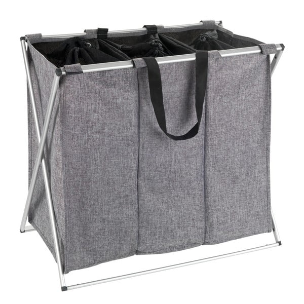 Cesto per biancheria a tre sezioni Trilogia grigio, 130 l - Wenko-image-1