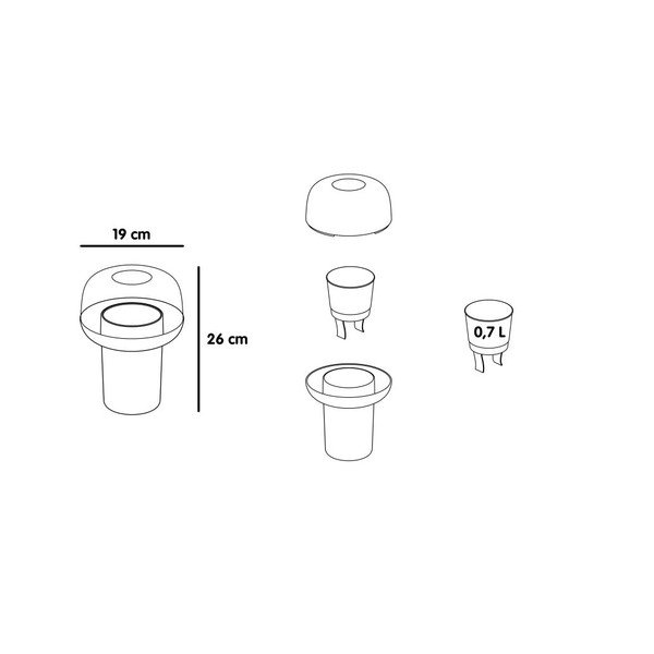 Vaso per fiori in plastica ø 19 cm Humidarium – Plastia-image-2