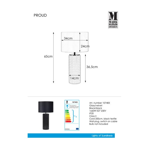 Lampada da tavolo nera Proud, ø 34 cm - Markslöjd-image-2