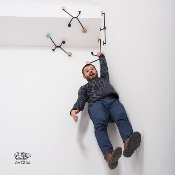 Appendiabiti da parete nero per angolo esterno con dettaglio verde menta Hook - Gazzda-image-3