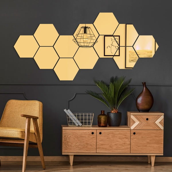 Set di adesivi da parete 12 pezzi 17x20 cm Hexagons Gold - Ambiance
