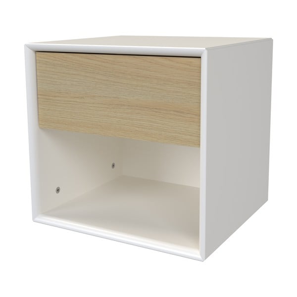 Comodino bianco/di colore naturale con effetto rovere Alba – Tenzo-image-4