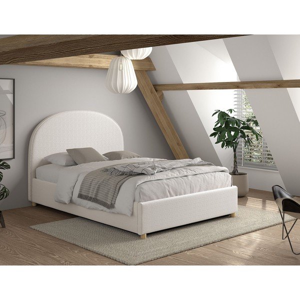 Letto matrimoniale imbottito bianco con contenitore con rete inclusa 140x200 cm Moon – Vipack-image-1