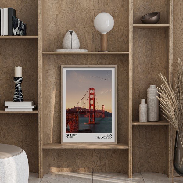 Dipinto stampato con cornice inclusa 50x70 cm Golden Gate – Styler-image-1