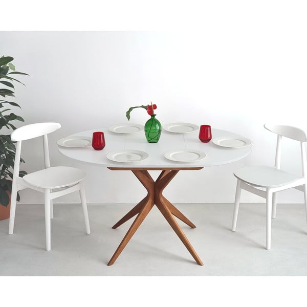 Tavolo da pranzo rotondo allungabile con estensione ø 90 cm Jubi – Ragaba-image-4