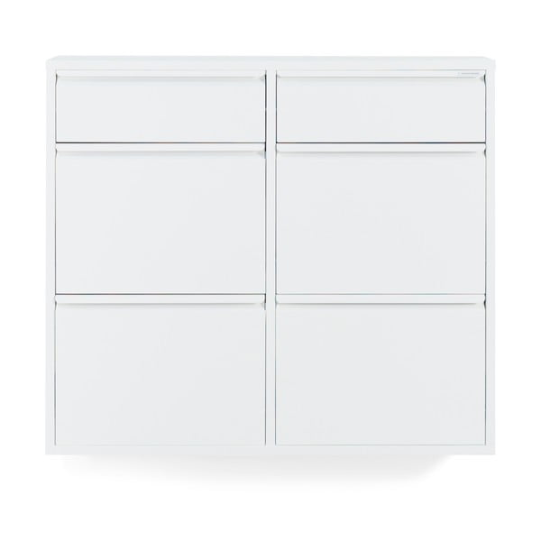 Scarpiera bianca in metallo con ante ribaltabili 98x86x15 cm Billy – Spinder Design-image-3