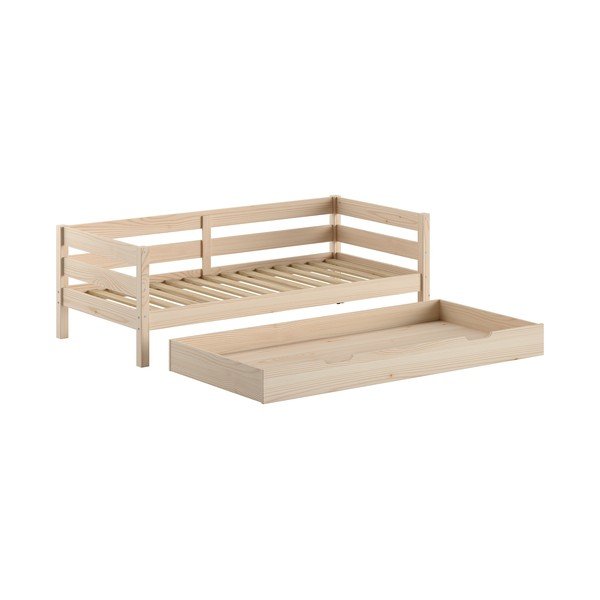 Letto da bambini estraibile di colore naturale in pino massiccio con rete inclusa 90x200 cm Margrit – Vipack-image-2