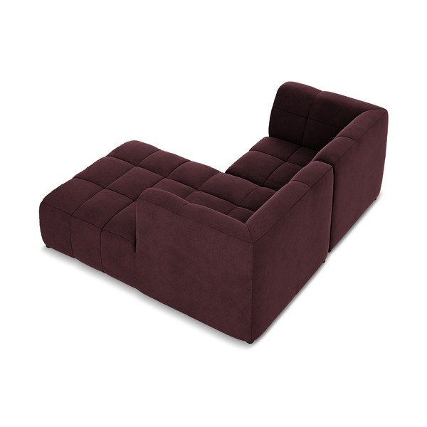 Divano angolare burgundy (con penisola a destra/con chaise lounge) con rivestimento in velluto Aloha – Makamii-image-4