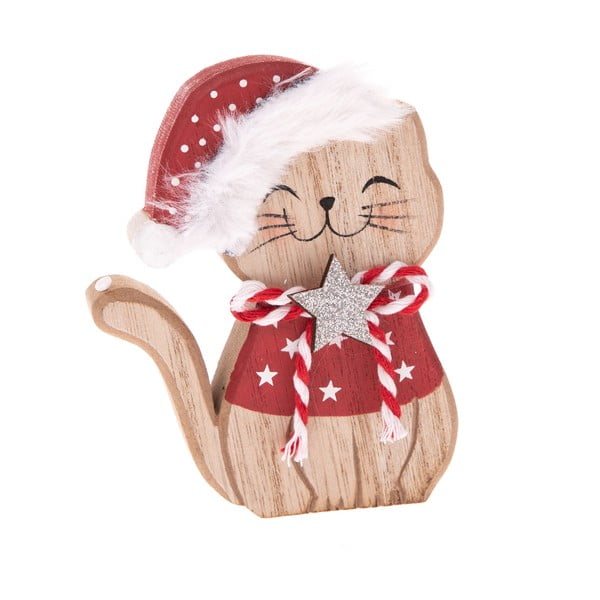 Statuetta natalizia in legno (altezza totale 11 cm) Happy Cat – Dakls