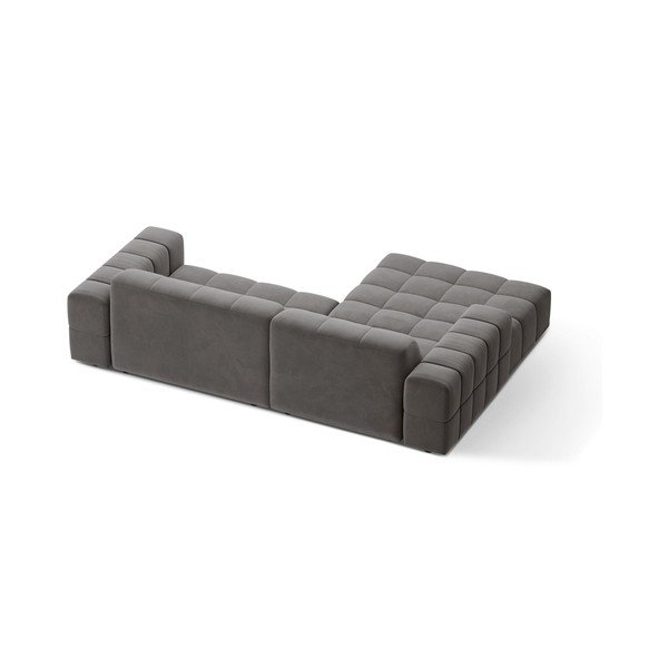 Divano angolare grigio (con penisola a sinistra/con chaise lounge) con rivestimento in velluto Chicago – Cosmopolitan Design-image-2