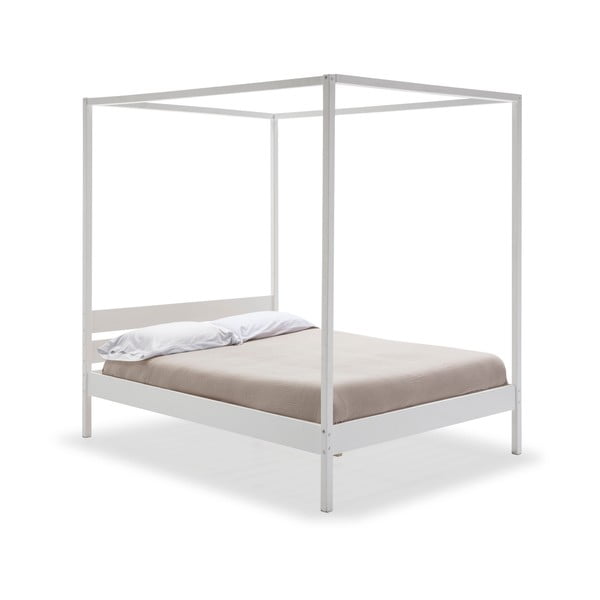 Letto matrimoniale bianco con griglia 140x190 cm Dossel - Marckeric-image-3