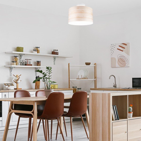 Lampada da soffitto marrone chiaro con paralume in tessuto ø 35 cm Print - LAMKUR-image-2