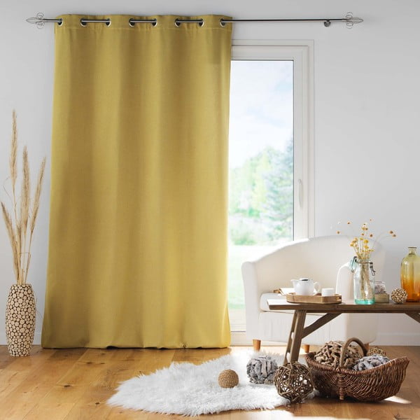 Tenda fonoassorbente gialla 140x260 cm Jupiter - douceur d'intérieur-image-2